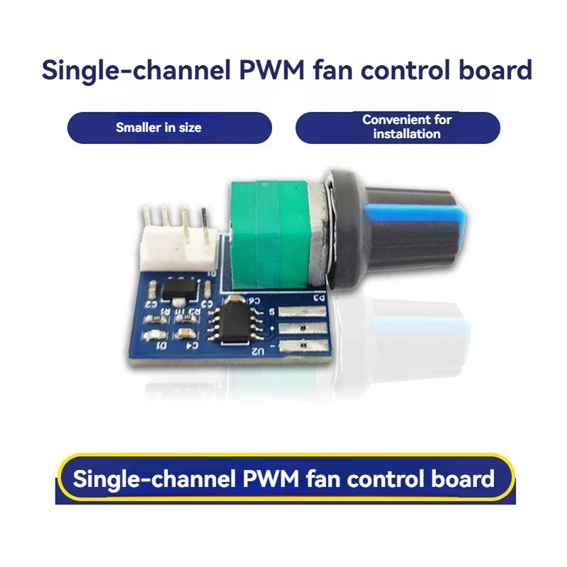 1Pcs Computer Case Fan Speed Controller PWM Speed Controller 12V Single Channel 4-Pin Low-Power Mute-A12I