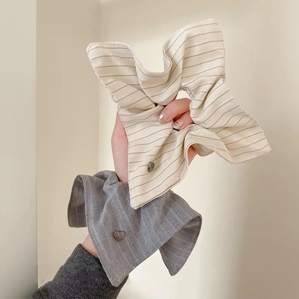 

Korean Large Square Scrunchies Retro Striped Love Low Ponytail Square Headband Elastic Hair Bands Hair Rope Women Hair Accessory