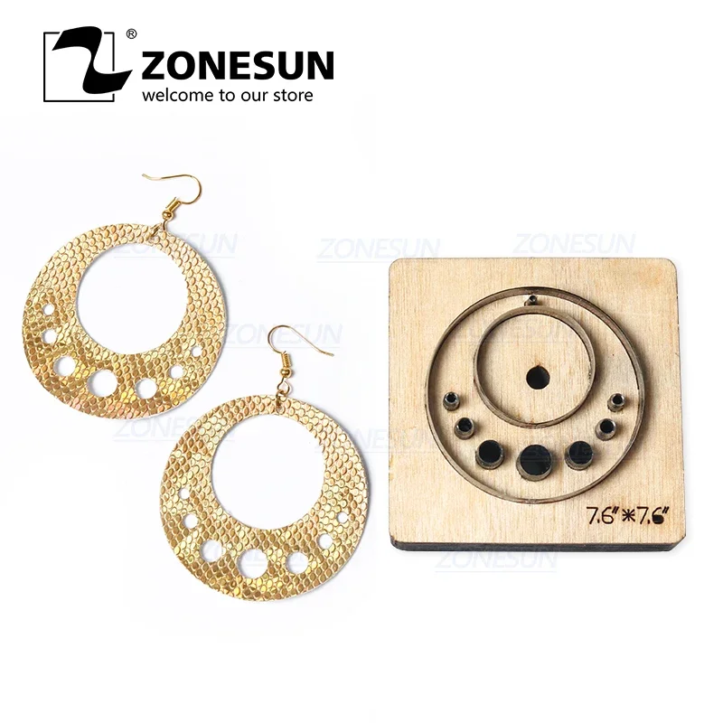 ZONESUN T6 DIY Custom Cutter Leather Earring Cutting Die Leather Cut Out Earring Punch Hand Tool Cut Knife Mould