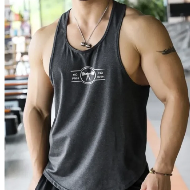 

Summer Fitness Men's Tank Top Simple Letter Printed Leisure Crew Neck Sleeveless T-shirt Oversize Breathable Quick Drying Vests