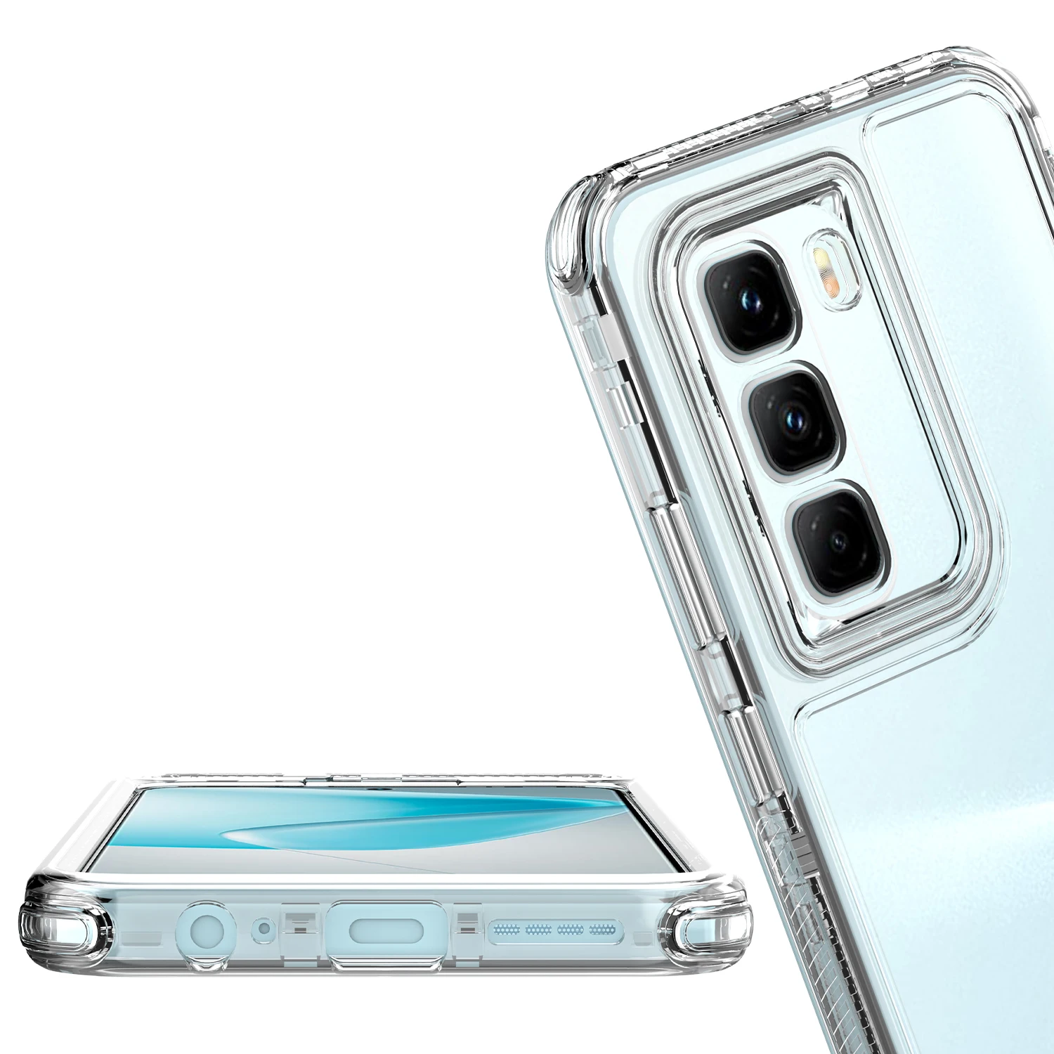 For Infinix Hot 50 Pro /Plus, Shockproof 4 Airbags Luxury Hybrid Armor Acrylic Transparent Clear Shell Back Skin Case Cover