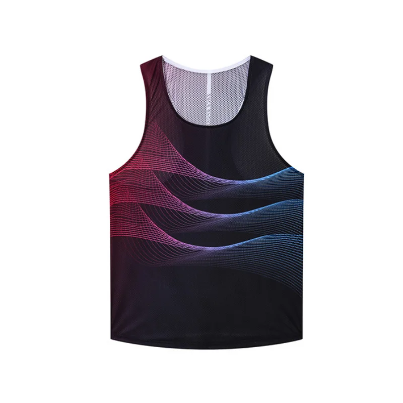 ฤดูร้อนกลางแจ้งมาราธอนเสื้อสําหรับผู้ชายผู้หญิง 3D พิมพ์น้ําหนักเบาบาง Breathable เสื้อกั๊กแฟชั่นลูกเรือคอกีฬา Top