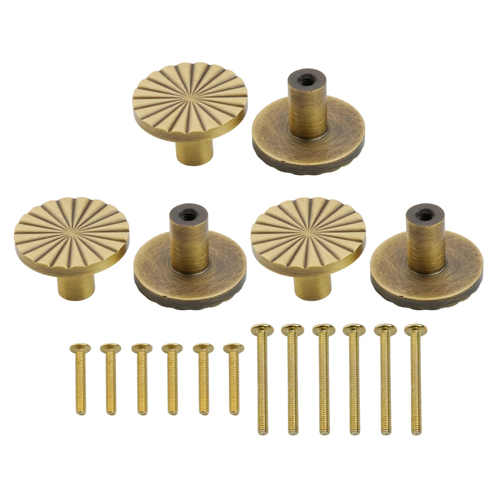 

Creative Home Element Antique Brass Cabinet Handles Flower Pattern Knobs Stable Quality Strong Zinc Alloy Comfortable Touch