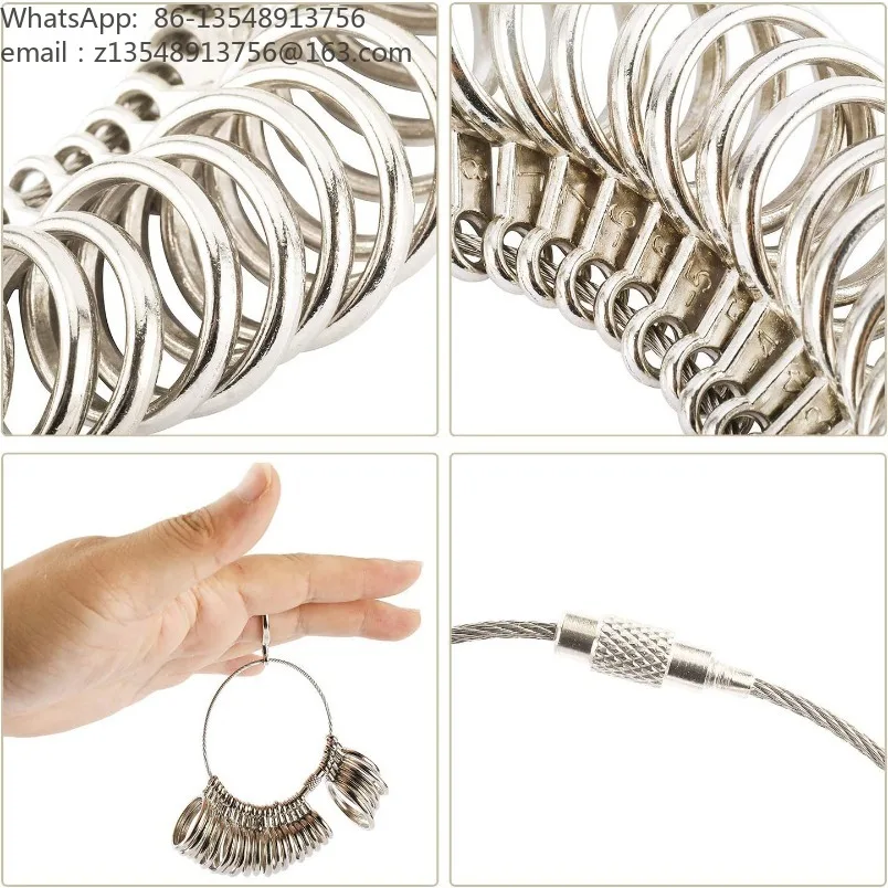US Size Alloy Ring Sizer Finger Gauge Measuring Tool With Mirror Ring Measuring Tape