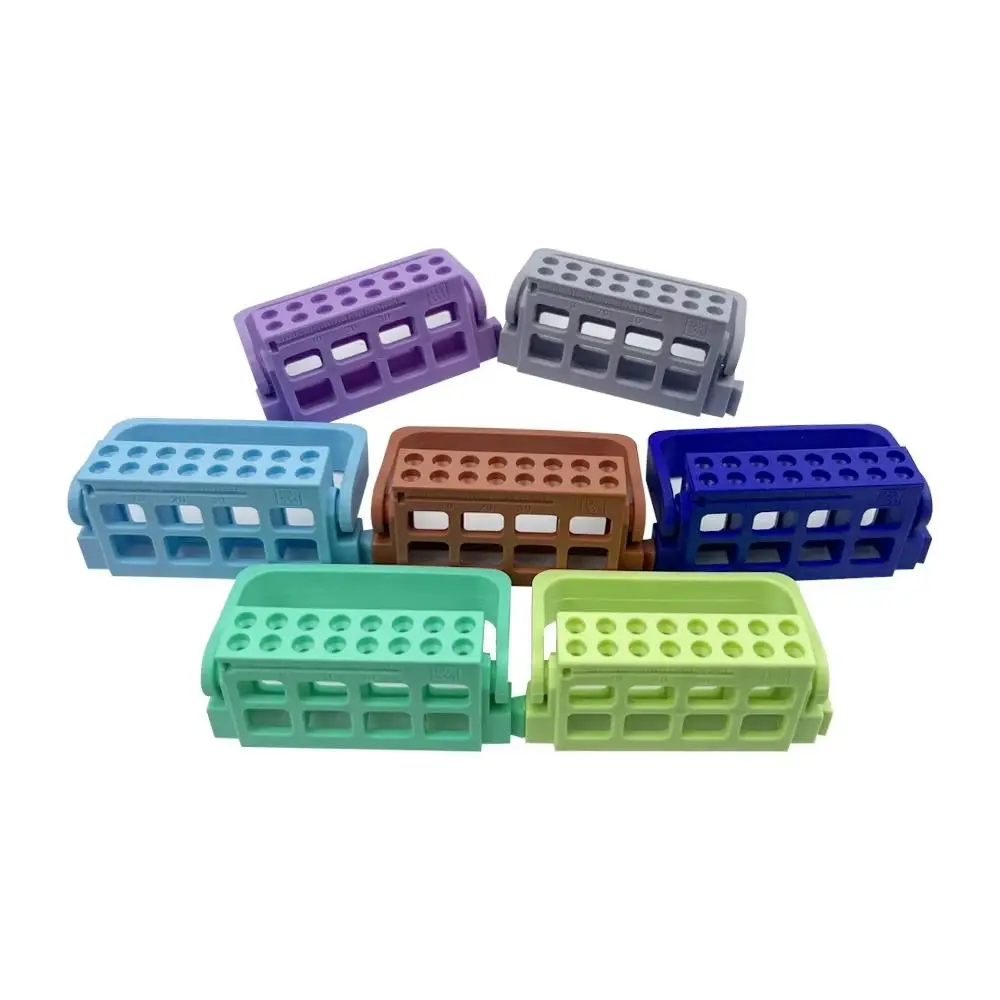 16 Holes Root Canal File Holder Autoclavable Plastic Construction Endo Bur Drill Stand Sterilizer Compatible Compact Size