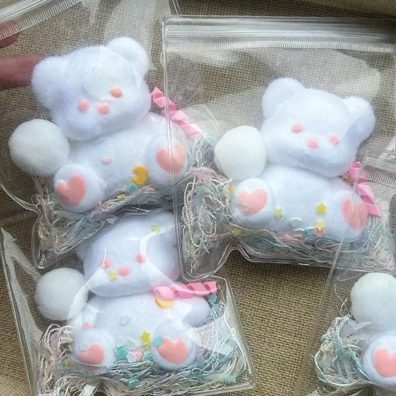 Oso blando de silicona para niñas, Kawaii juguete hecho a mano, peluche rosa y blanco, regalo de cumpleaños bonito, novedad de 2024