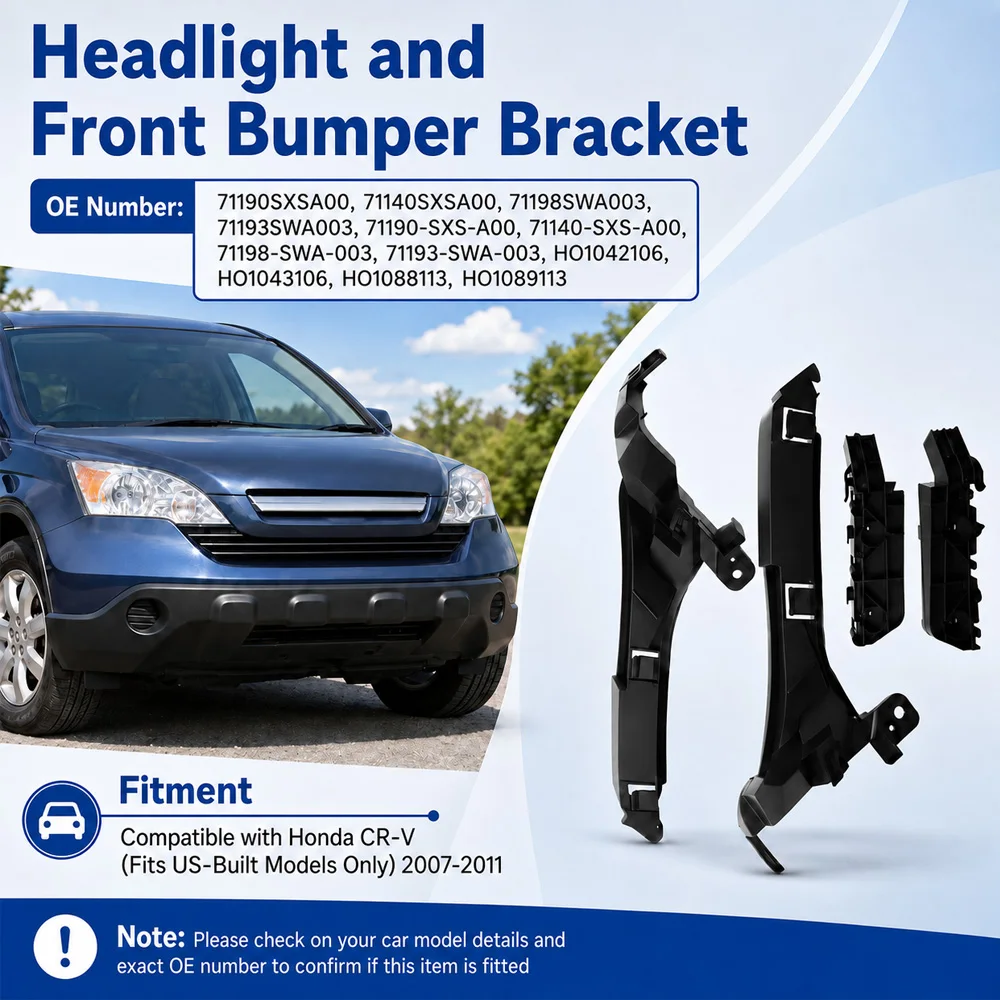 4pcsFront Bumper Bracket and Headlight Support Mounting for Honda CR-V 2007 2008 2009 2010 2011 US-Built 71190SXSA00