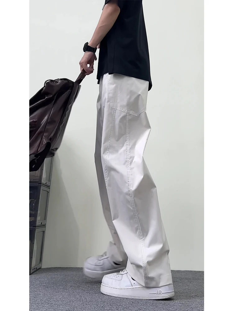 Qui Dry Wide Leg Pants Men's Summer Thin Straight Loose Haome Workwear Waterproof Casual Knife  Pants