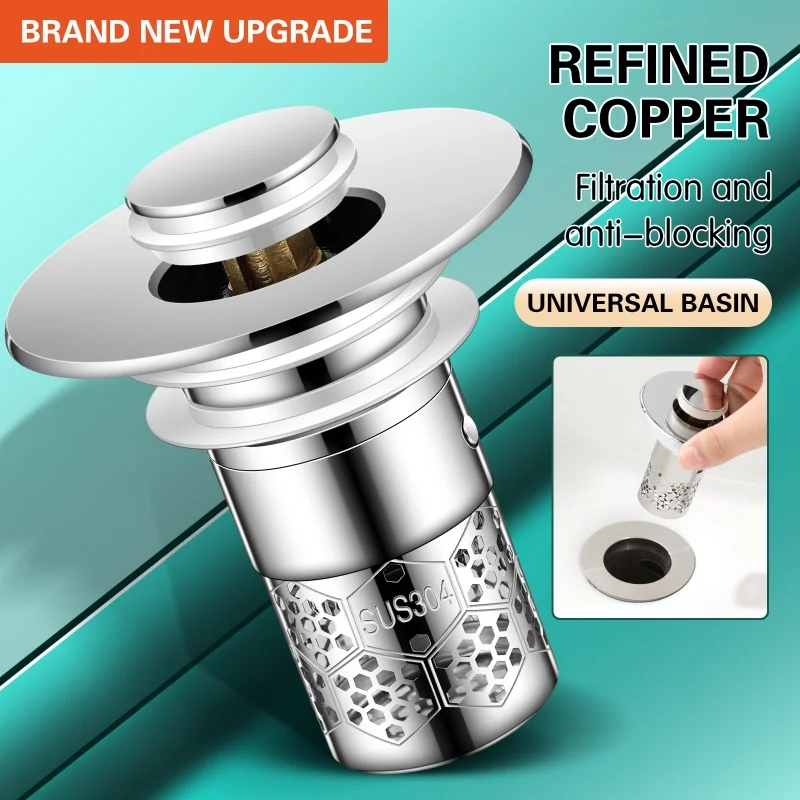 Waschbecken-Abflussfilter, Pop-Up-Bounce-Kernstopper, Haarfänger, Dusche, Waschbecken, Sieb, Küche, Badezimmer, universelles Zubehör
