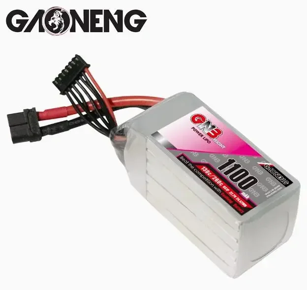Gaoneng GNB 1100mah 22.2V 6S 130c Lipo Battery - XT60 for ong Range Free Style RC Drone FPV