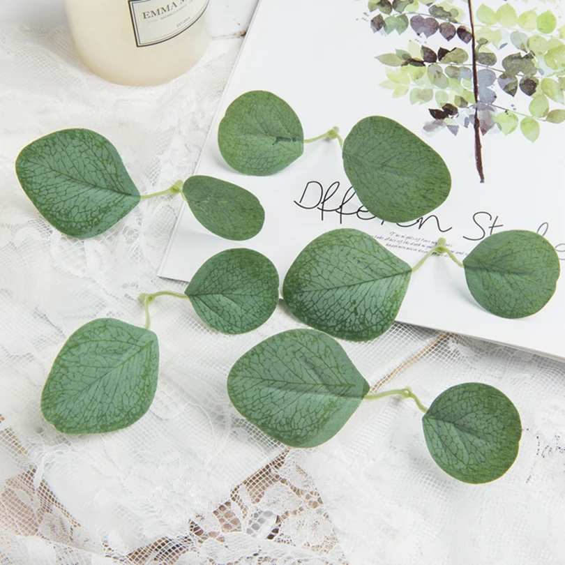 

50Pcs Silk Eucalyptus Rose Leaf Wedding Decorative Flower Wreath Diy Gifts Box Christmas Decoration Home Green Artificial Plants