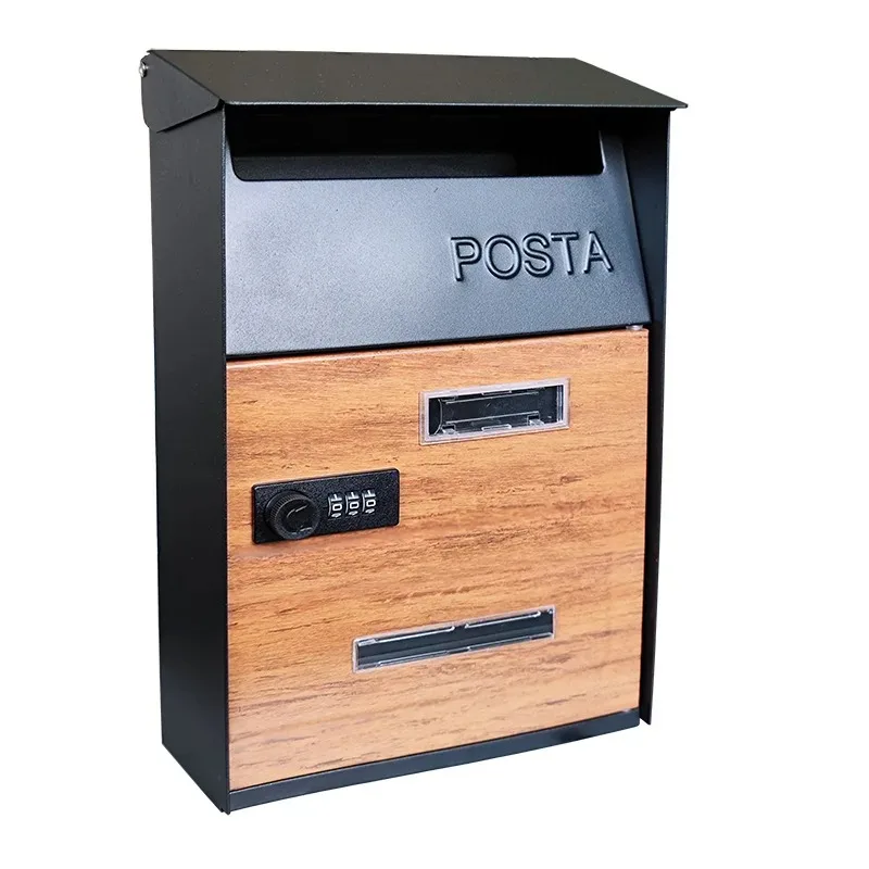 Factory direct sales password lock mailbox heat transfer wood grain metal TX0084.M