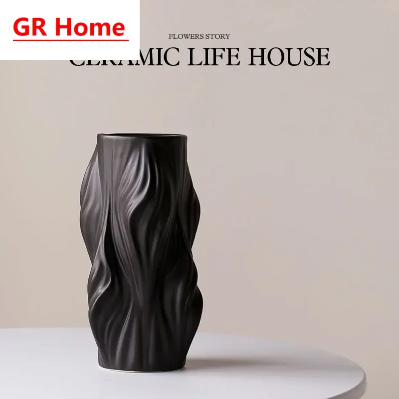 Light Luxury High-End Ceramic Vase, Unique Living Room Flower Arrangement Decor Ornament