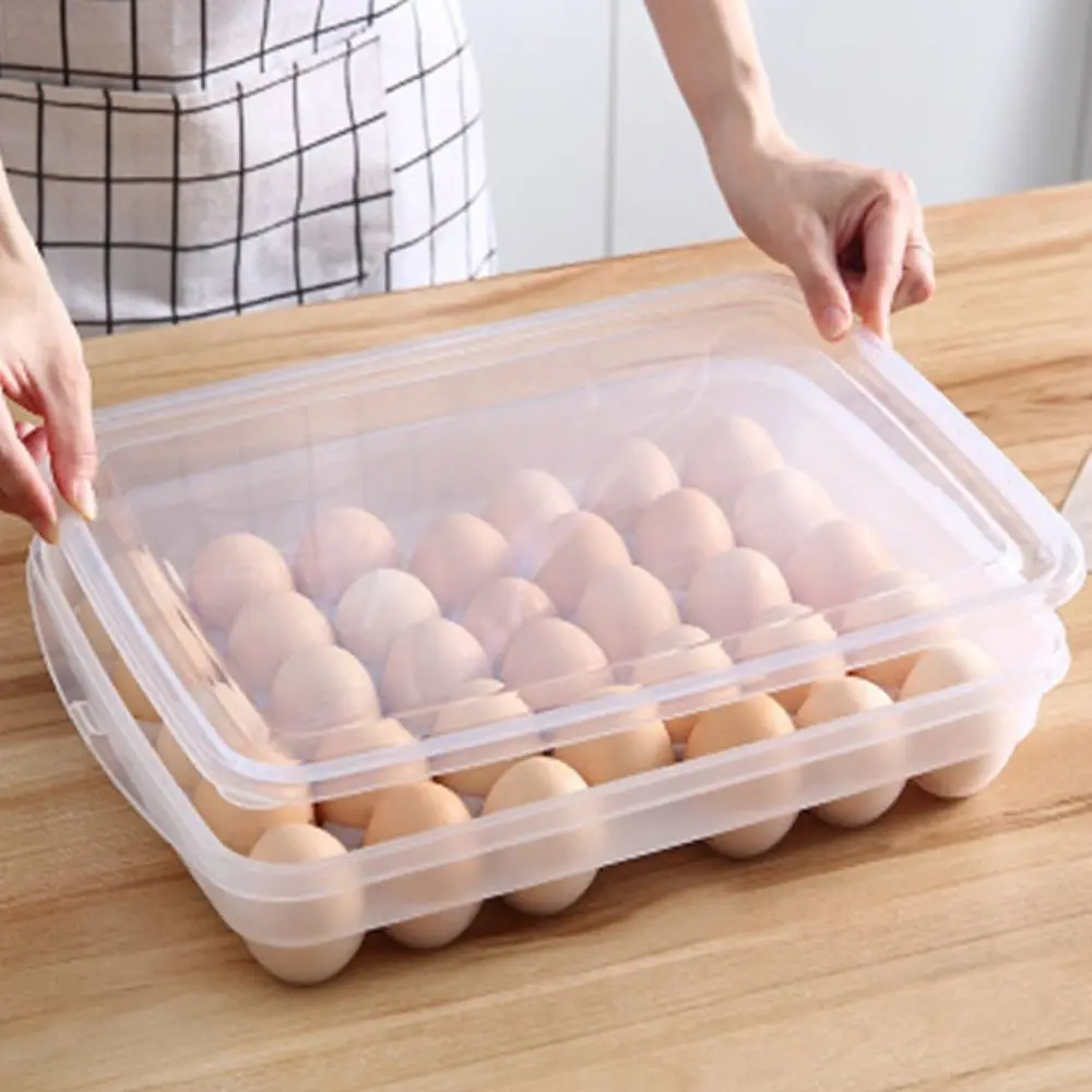 34 Grids Egg Storage Box with Handle Wild Picnic Egg Organizer Holder Box Household Refrigerator Organizer