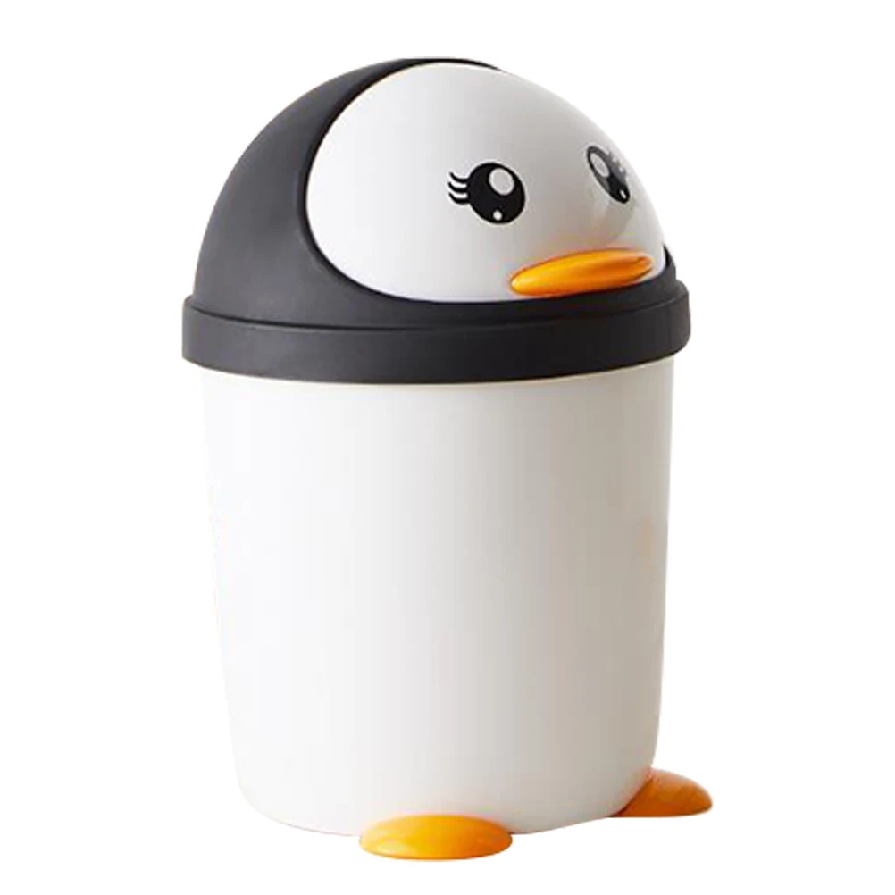 

Car Wastebasket Swing Lid Garbage Can for Kids Mini Countertop Trash Cartoon with Door White Bedroom Boys Office