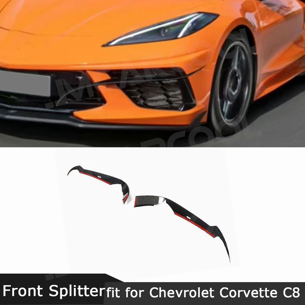 

JMCARCOOL Carbon Fiber Front Bumper Fins Side Splitters Accessories For Chevrolet Corvette C8 2020-2021 Front Air Vent Trim