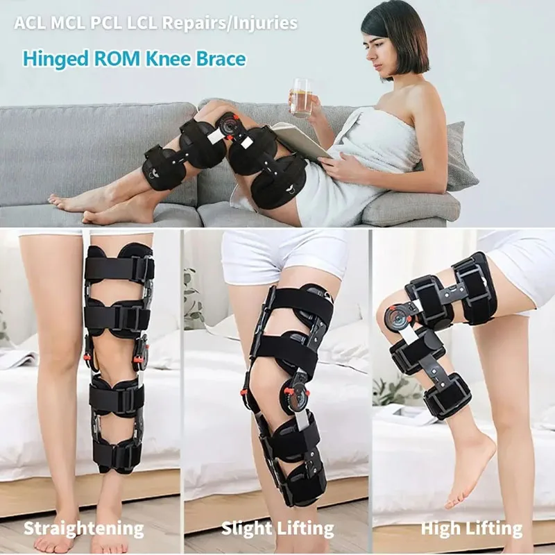 Orthopedic Adjustable Hinged ROM Knee Stent Support Stabilizer for Recovery of ACL MCL and PCL Injuries After Surgery