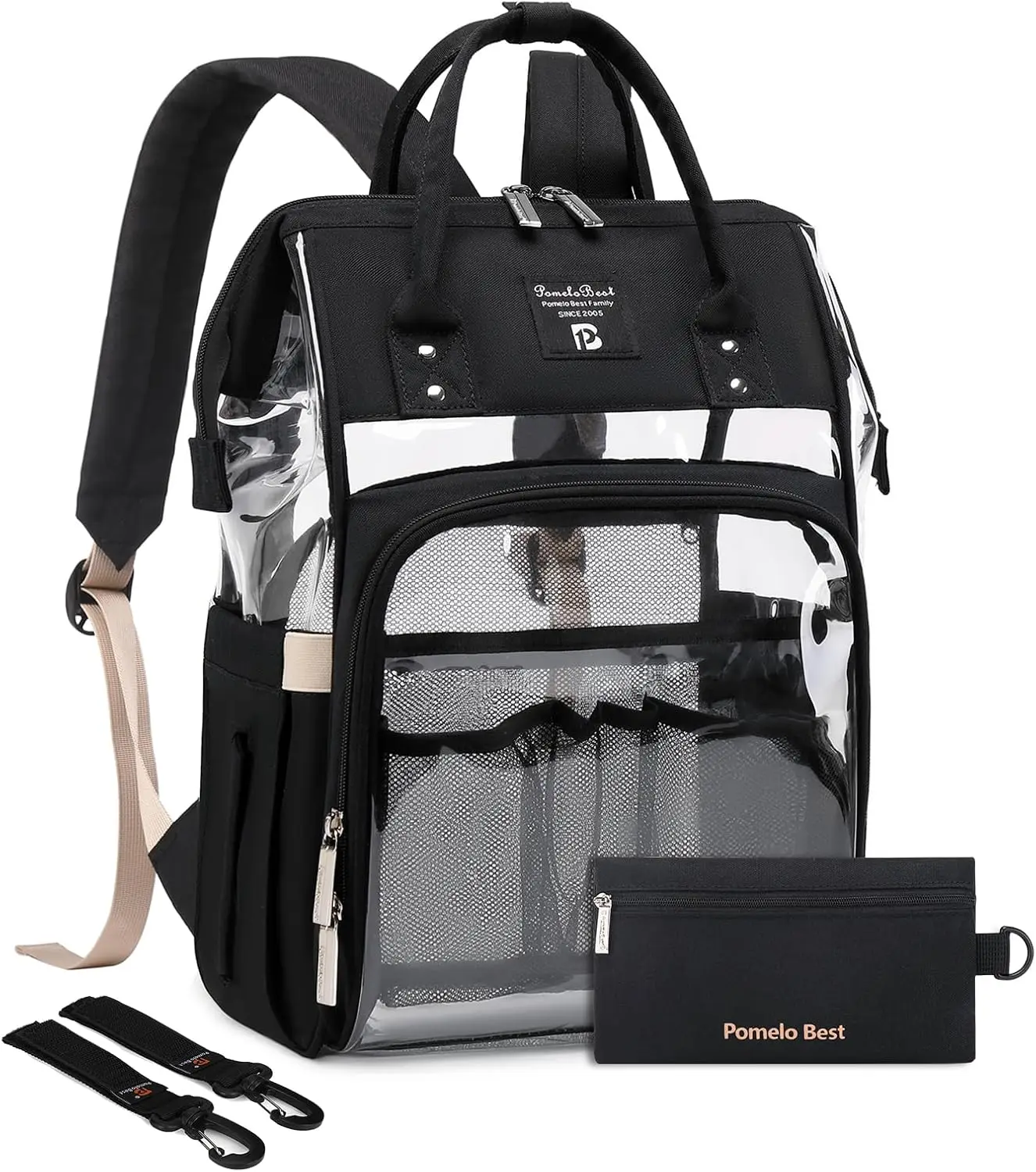 

Pomelo Best Waterproof Diaper Backpack Multifunctional Large Capacity Baby Bag with Hooks Travel Stylish Nappy Bag