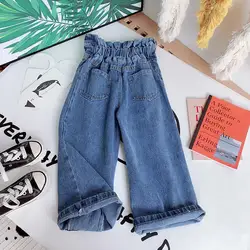 Children's Girls Pants Infant Denim Trousers Kids Girl High Waist Jean Children Straight-leg Wide-leg Pant ropa Clothing Baby