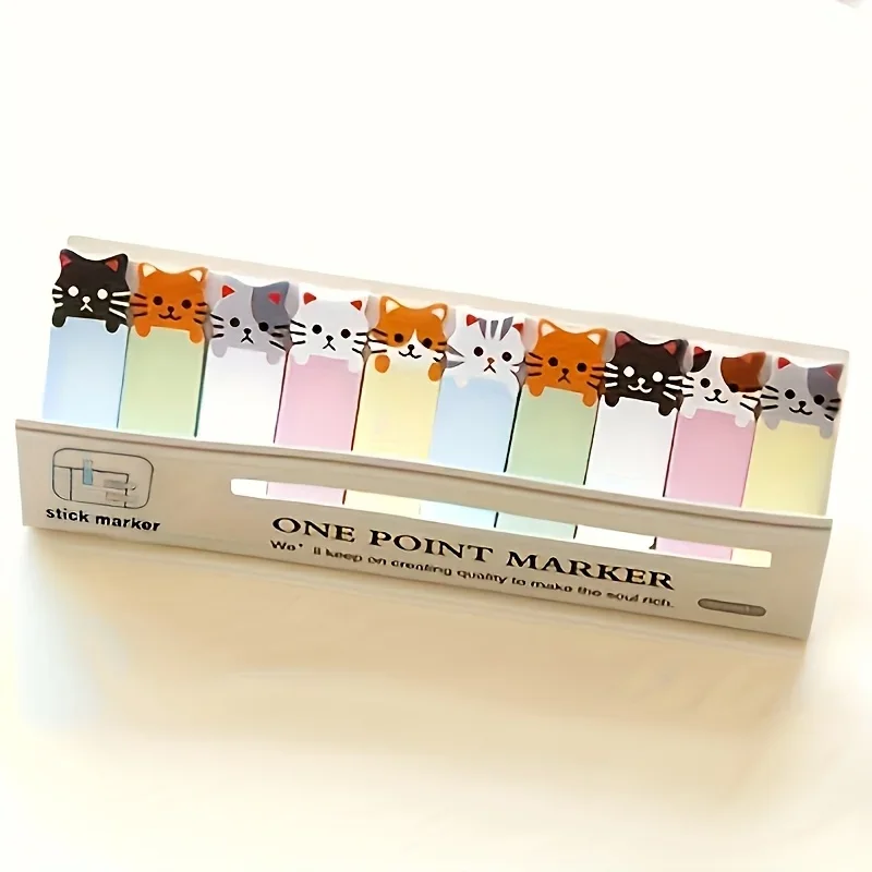 150 Sheets/Pack Cartoon Cat Theme Sticky Notes Set | Perfect for Bookmarks and Memo Pads, Essential for Office Use