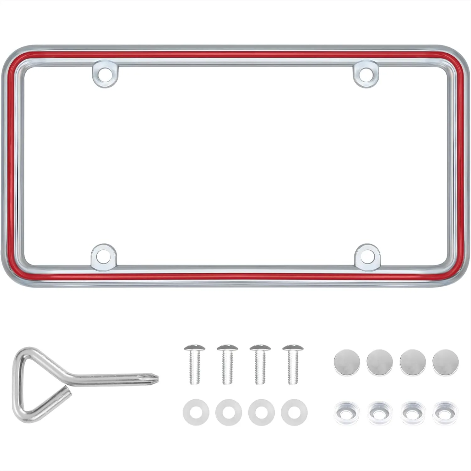 

Heavy Duty Metal License Plate Frame with Zinc Alloy, 4 Holes, Never Rust & Unbreakable, Includes Mounting Hardware Kit and