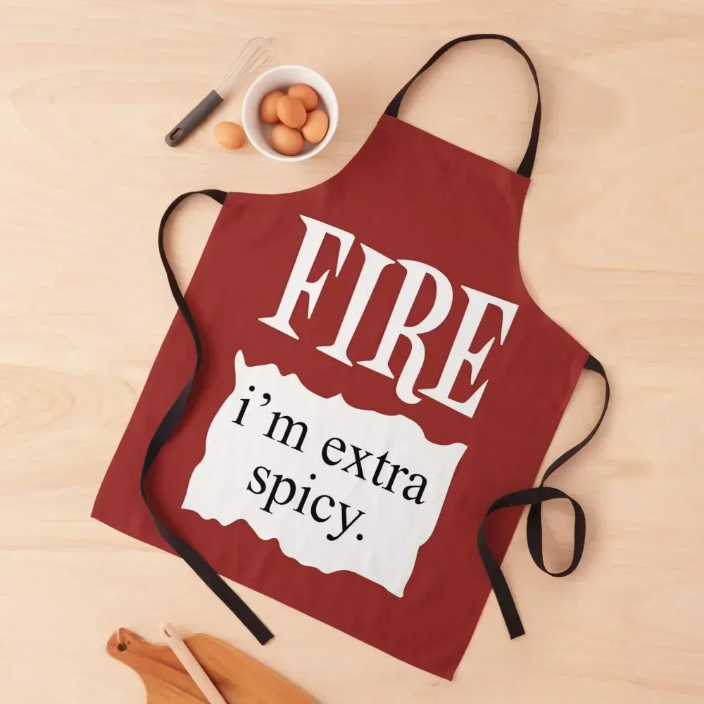 

fire i'm extra spicy halloween costum Apron with pockets Cooking Things For Kitchen barber uniform Apron