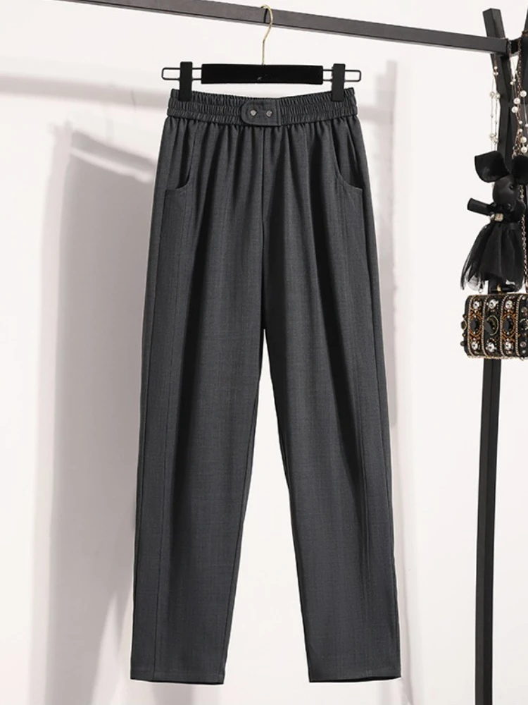 

Straight Leg Versatile Suit Pants Plus Size Women Pants 2025 Spring and Autumn New Korean High-Waisted Wide Leg Trousers