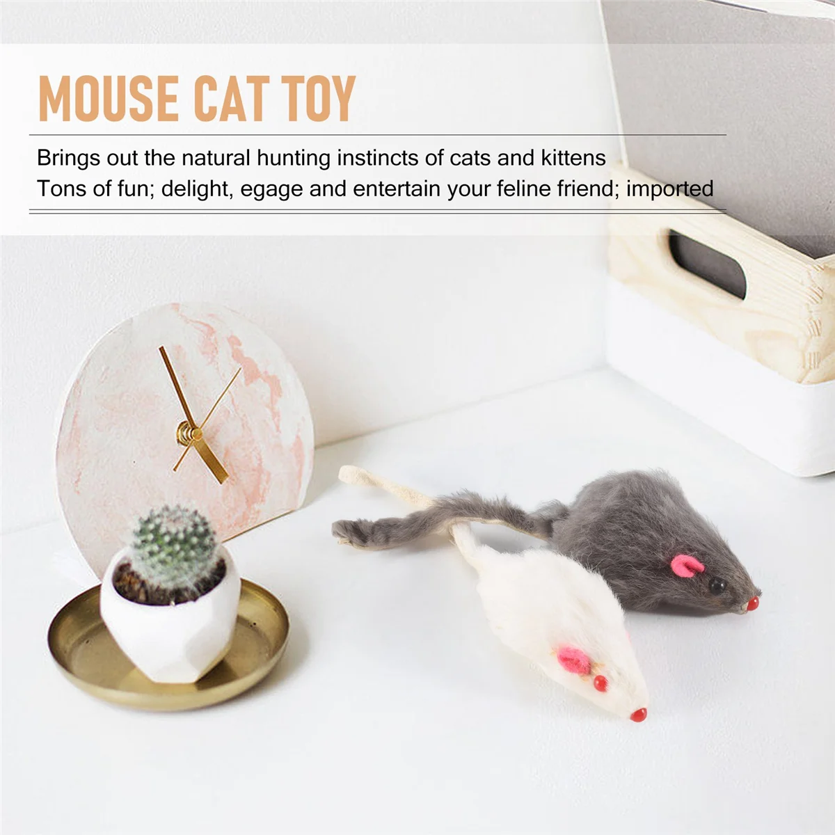 Real Rabbit Fur Mice Cat Toys Pet Toy Children'S Toys 12-Pack SQ