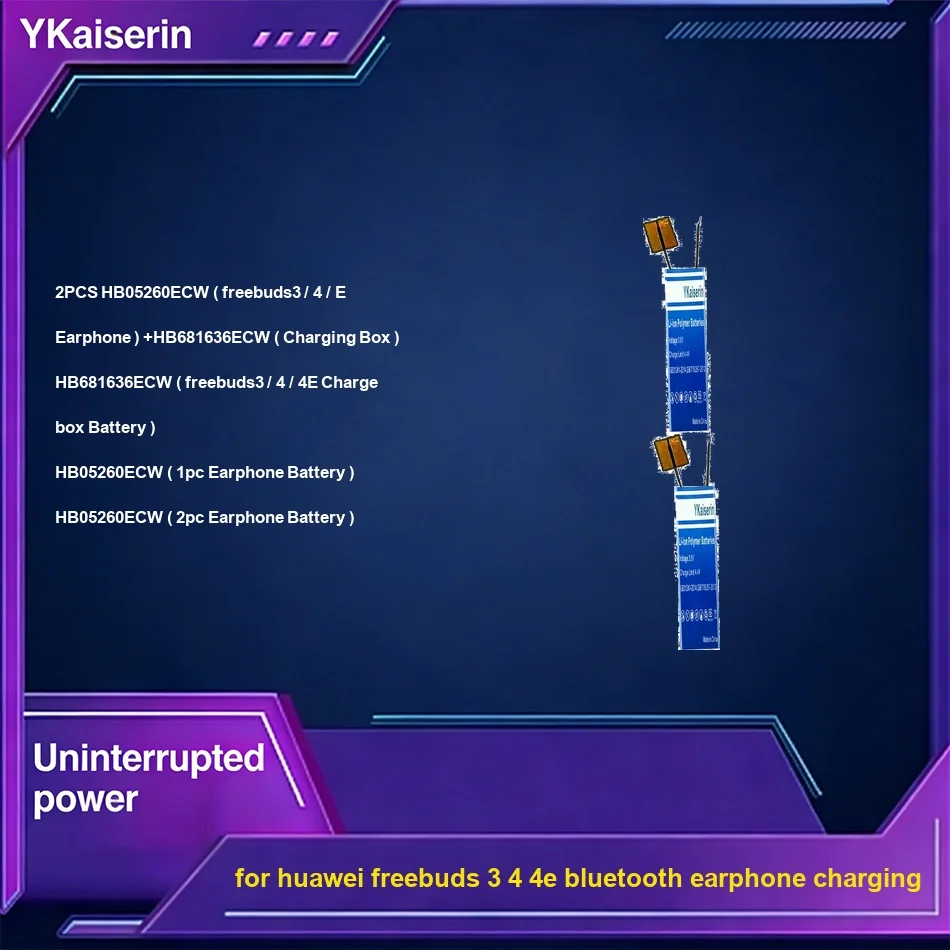 Bateria de Substituição Premium 90-650mAh para Huawei Freebuds 3 4 4E para Carregamento de Fones de Ouvido Bluetooth
