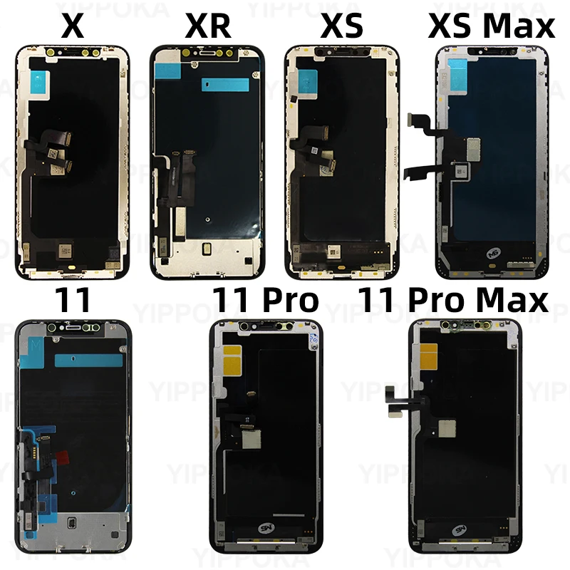 شاشة AAA + OLED لهاتف iPhone XS 11 Pro LCD ثلاثية الأبعاد تعمل باللمس محول الأرقام لهاتف iPhone 12 Pro Max شاشة 13 Mini 14 Plus 16 Pro Max LCD