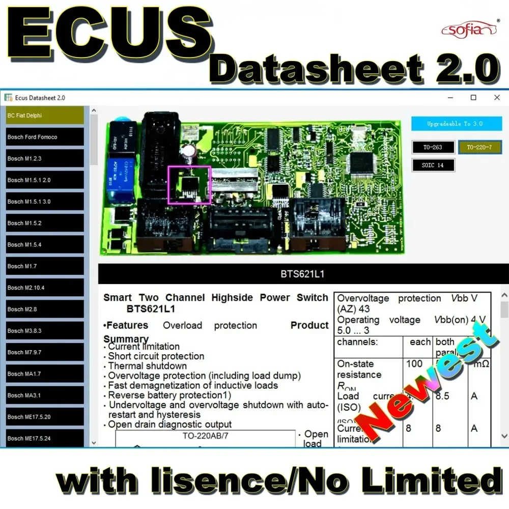 

2025 Hot-sale repair software Ecus data sheet 2.0 and additional information scheme of car electronic components