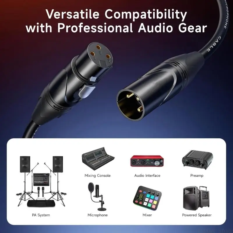U2JB 3 Pin Male to Female Mic Speaker Cable Balanced Extension Cable For Recording Studios And Live Sound Applications