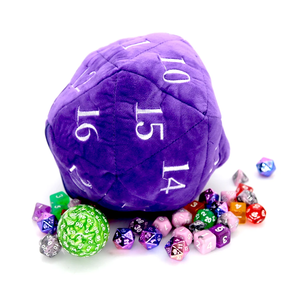 أكياس النرد المخملية DND كبيرة مع جيوب D20 حقيبة تخزين النرد المنفوشة لنردات ألعاب الزنزانة والتنينات #3