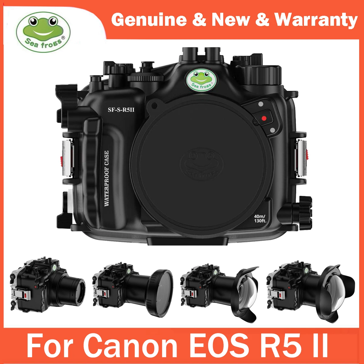 Seafrogs 40M/130FT Underwater Housing Waterproof Camera Case Scuba Diving Housing for for Canon EOS R5 II with EF-S 60mm F2.8