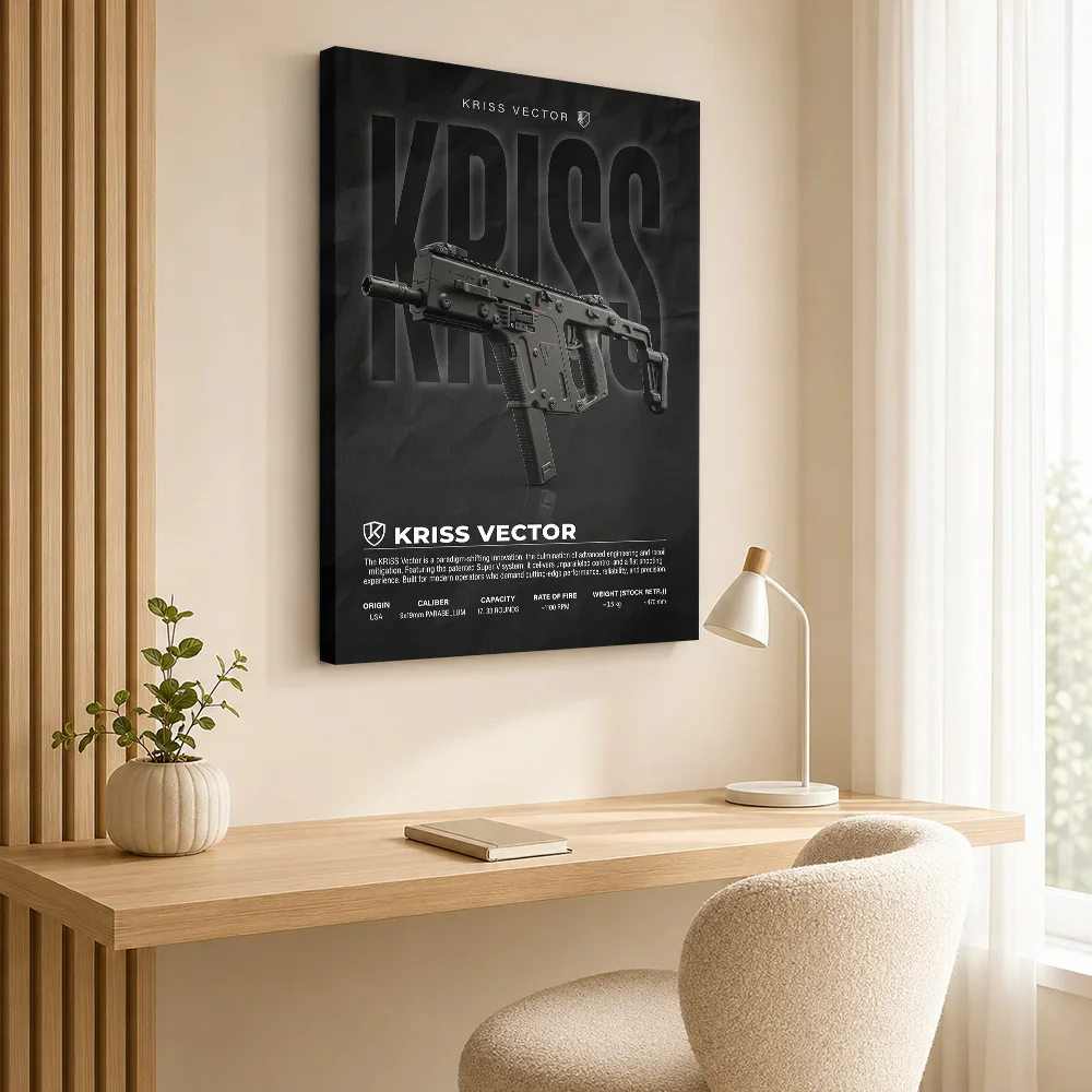 Kriss Vector Submachine Gun Promotional Canvas Print Poster Personalized Photo Blueprint Aesthetic Canvas Wall Art Study Decor