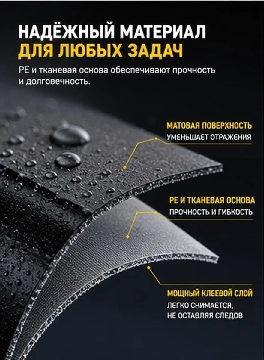 Black Waterproof Shading Tape Pe Cloth Matte Finish Adhesive Sticker for Photography Packaging Splicing Heat Preservation Studio