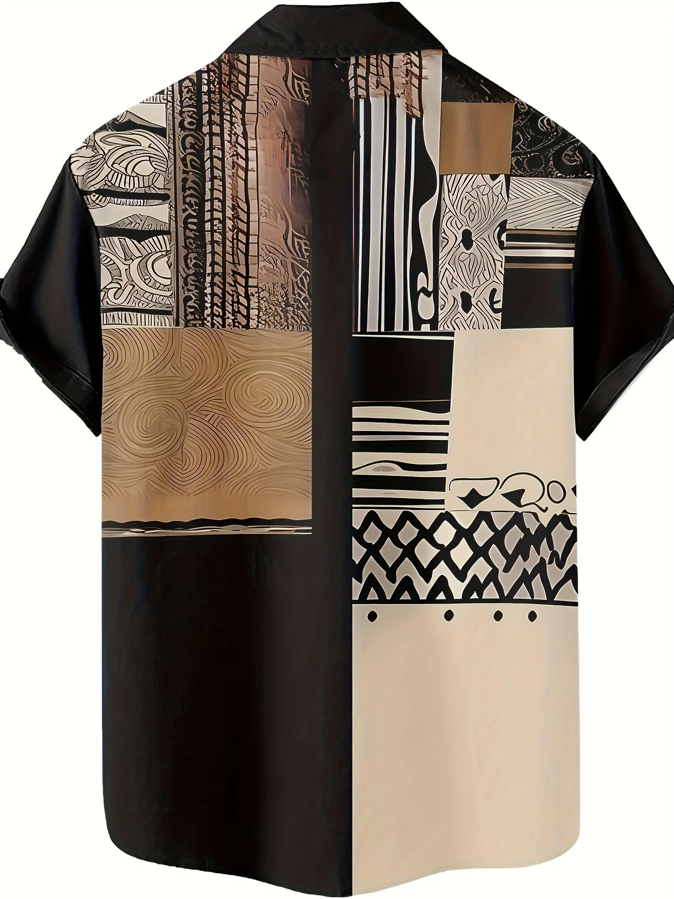 Men's Vintage Checkered Pattern 3D Printed Shirts for Casual Wear Short Sleeve Black and Beige Pattern - Summer Hawaiian shirts