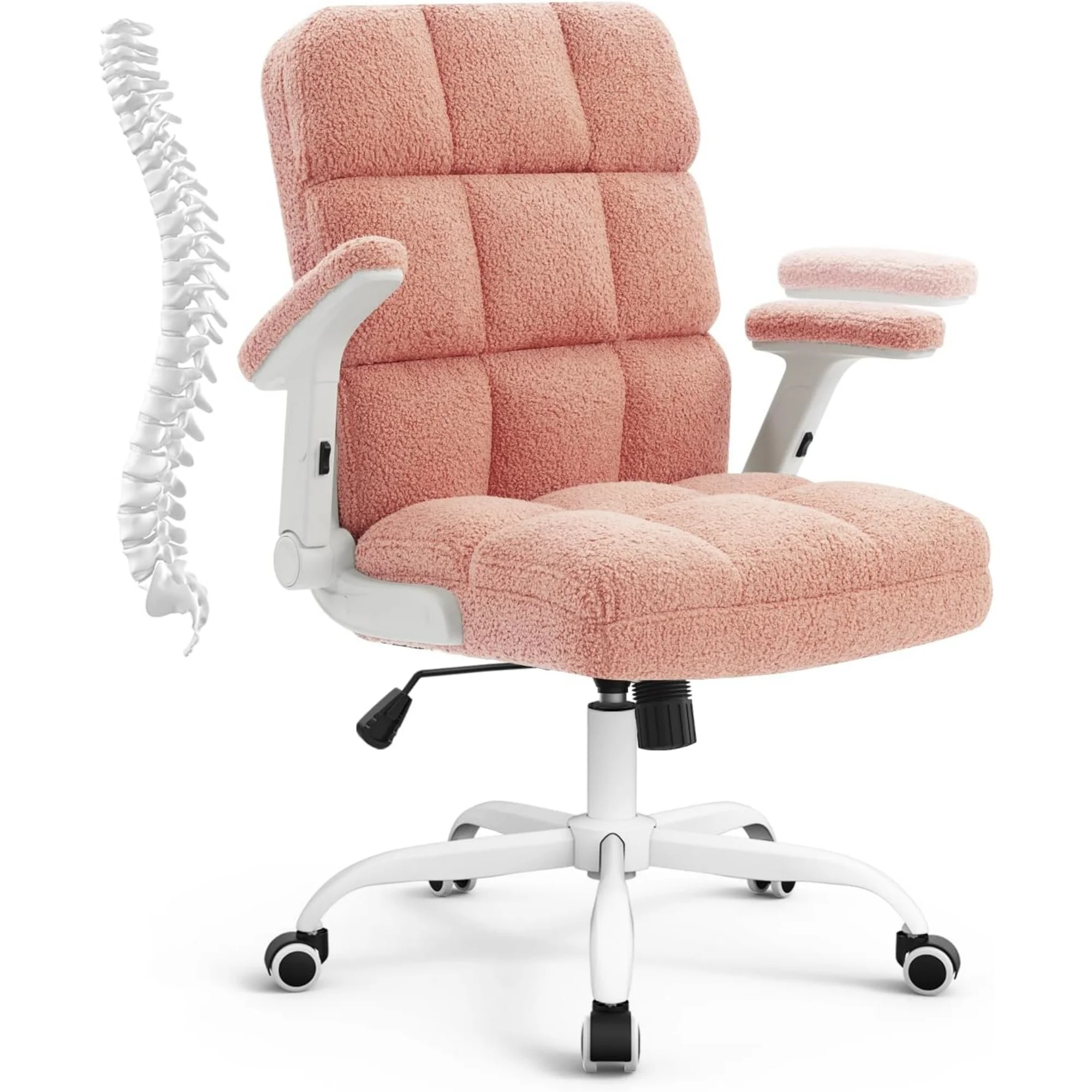 Pink Office Chair Ergonomic Computer Desk Chair with Wheels,