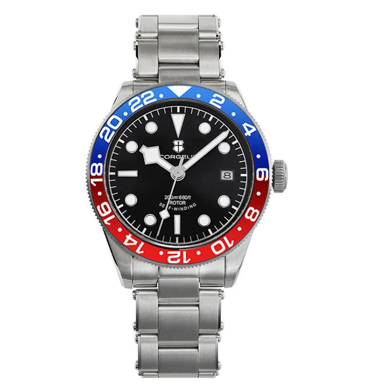 

39mm Corgeut Sterile Steel NH35A Black Dial Men Watch Sapphire Crystal Ceramics Bezel Automatic Wristwatch Relógio