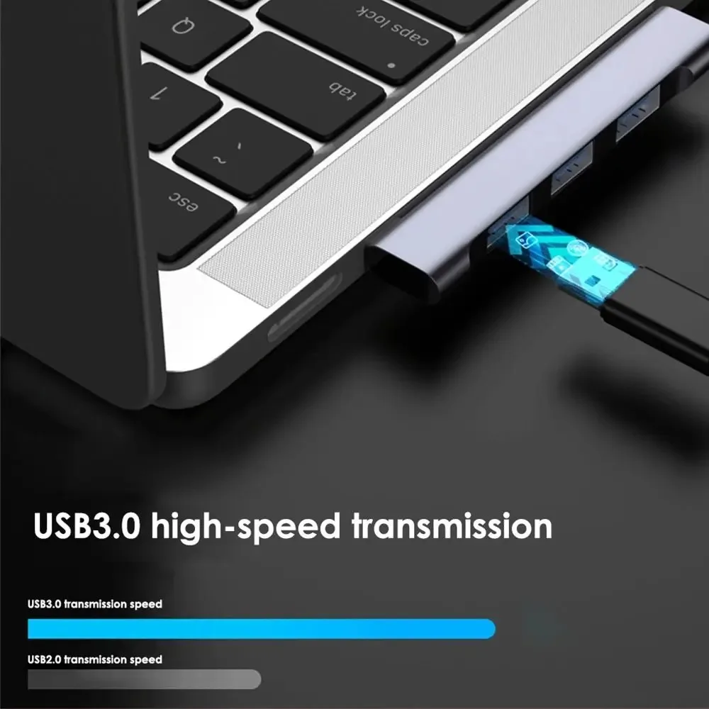 KEBIDUMEI 4-Port USB 3.0 Hub Typ C zu PD 60W USB 3.0 2.0 Hub OTG Adapter USB C Dockingstation USB Splitter für Tablet Macbook – Detail 3