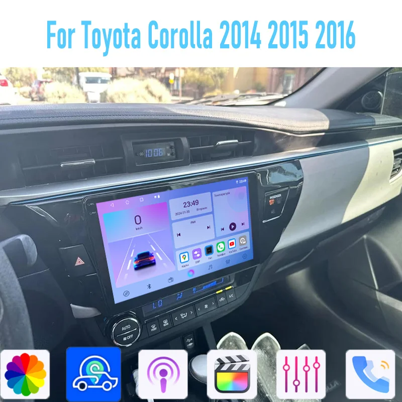 

10''For Toyota Corolla 2014 - 2016 4+64GB Car Radio Stereo Wireless Apple Carplay Android 15 Auto GPS Camera Google Map Head