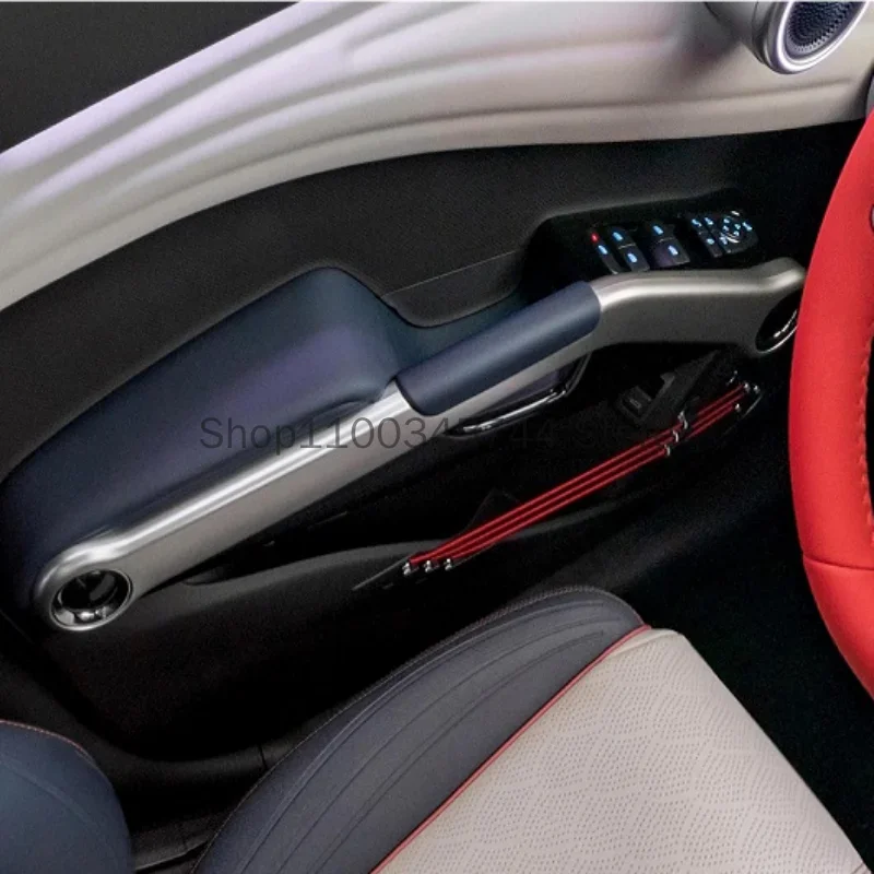 إكسسوارات سيارات داخلية لـ BYD YUAN PLUS ، fiyon 3 ، من ألياف الكربون ، 4 أبواب ، مقبض داخلي ، غطاء لوحة مسند ذراع #4
