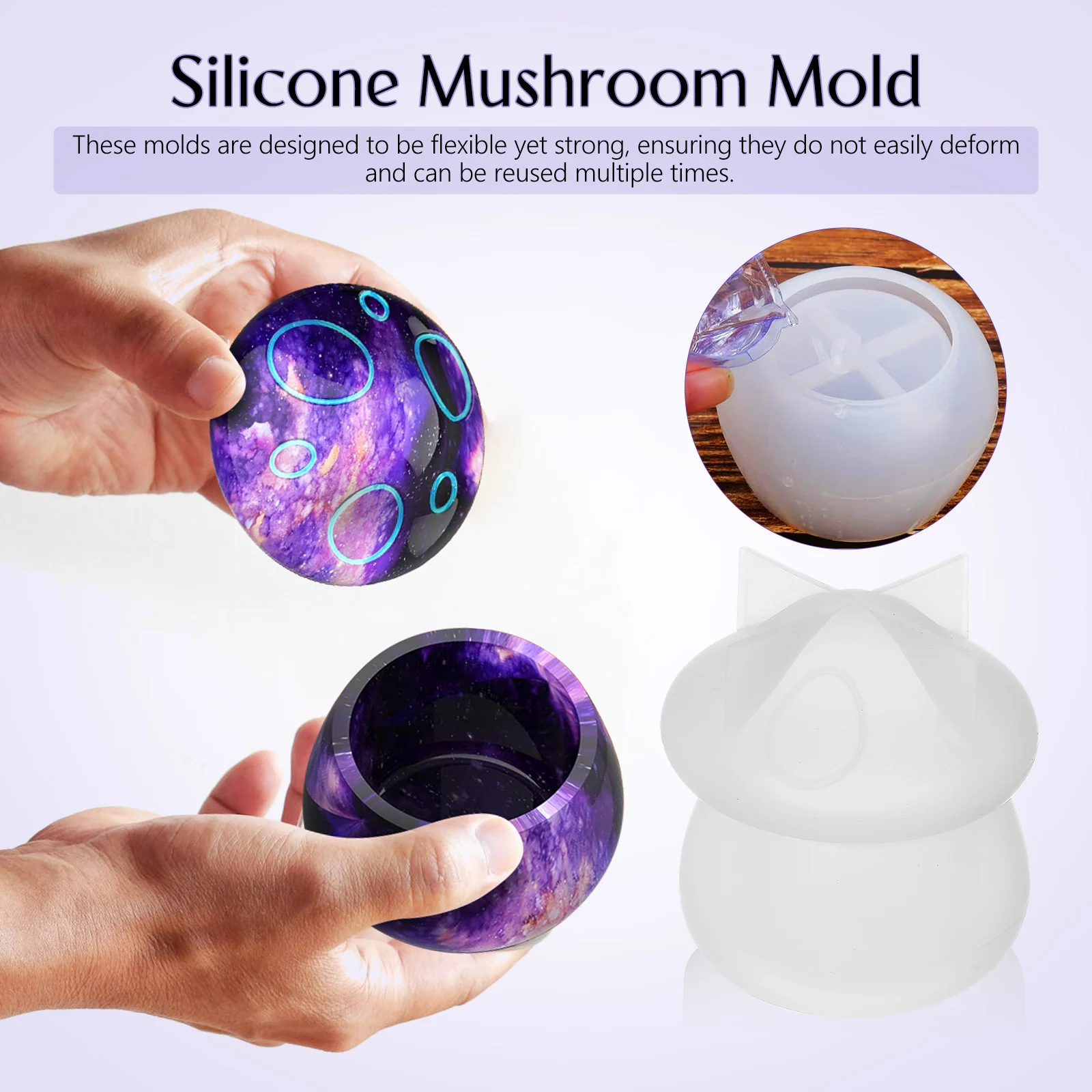 Silicone Mushroom Resin Epoxy Resin Jar Mold With Lid For Storage Jar Molds For Epoxy Lightweigh Soft Sturdy Storage Box Mold