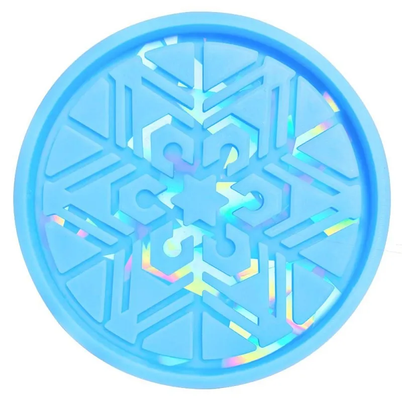 Holographic Laser Coaster Silicone Mold DIY Christmas Snowflake Cup Mat Crystal Epoxy Resin Molds Crafts Home Decoration Tools