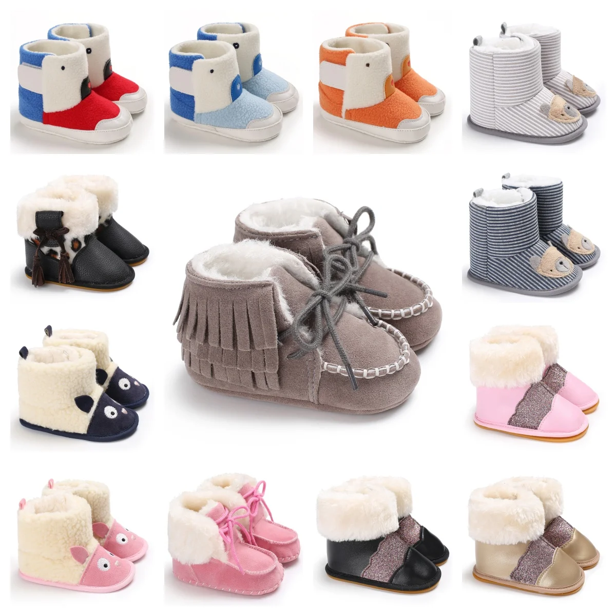 

Fall/winter 0-1 Year Old Baby's Foot Protection ShoesAnti Fall Cotton Boots Men's And Women's Baby Walking Shoes Warm And Plush
