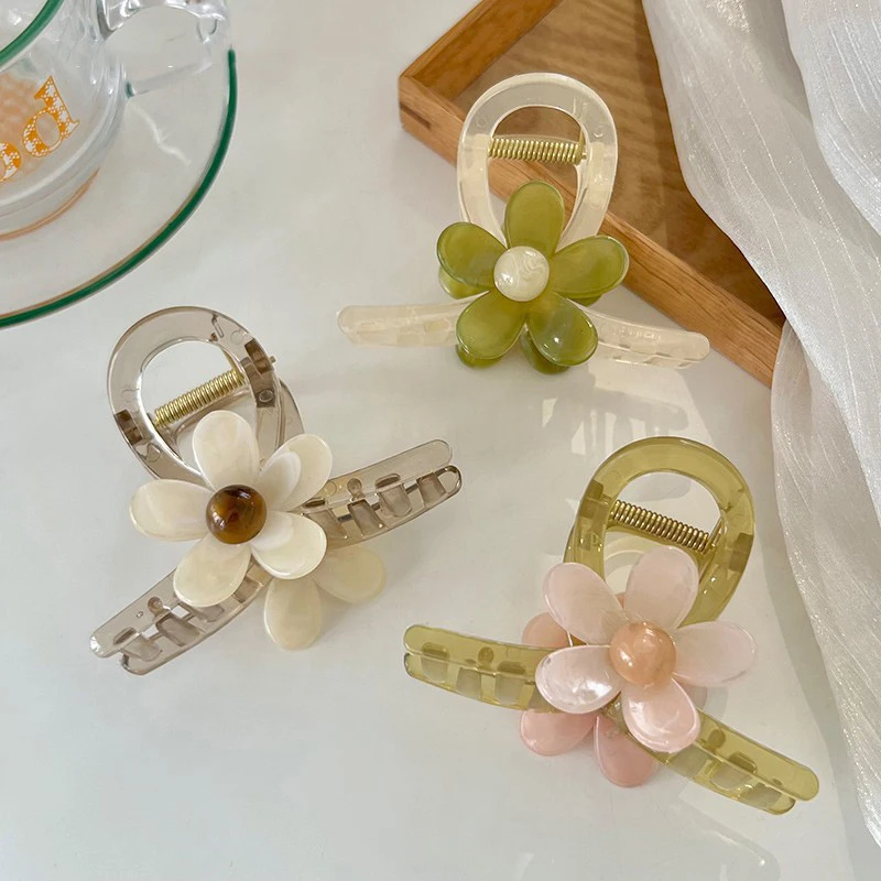 New Flower Hair Claw Clips Sweet Girls Clamp Barrettes Exquisite Elegance Shark Crab Clips For Women Hair Accessories