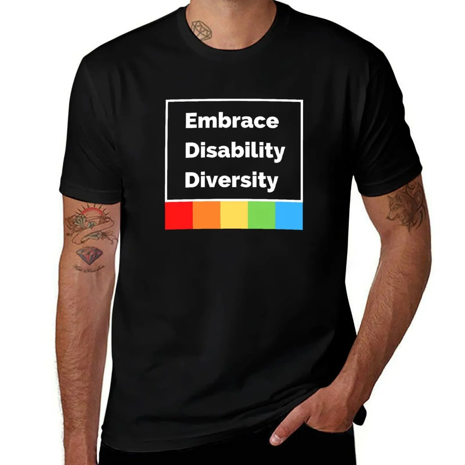 Embrace Disability Diversity T-shirts T-Shirt cheap stuff Short sleeve tee plain men clothings