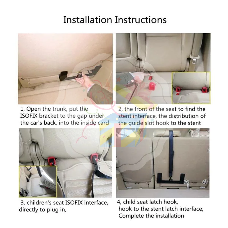 Car Child Safety Seat ISOFIX Mounting Restraint Kit Universal High Strength Steel Easy Setup for Most Vehicle Models Daily Comm