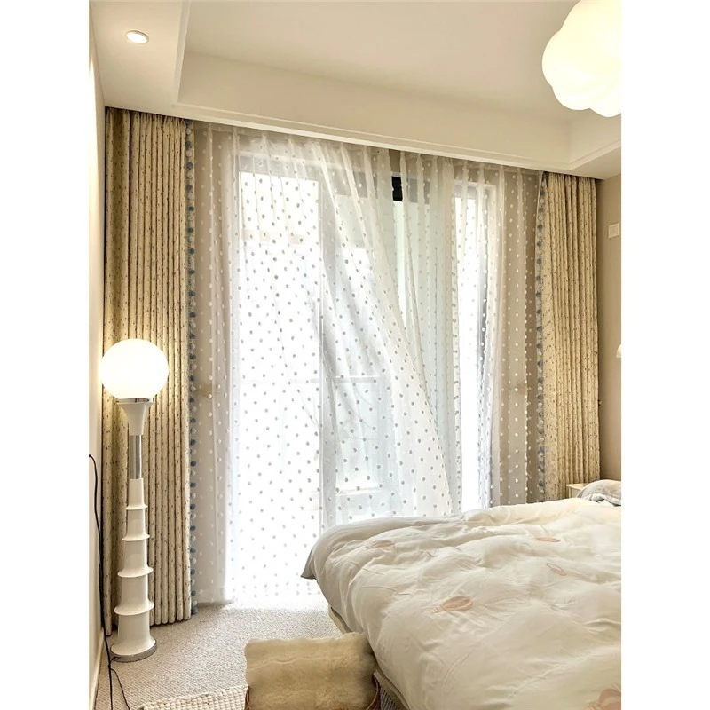 Custom Size Blue Children's Room Ice Cream Series Cartoon Chenille Curtains Daughter's Room Boy's Room Bedroom Bay Window  Decor