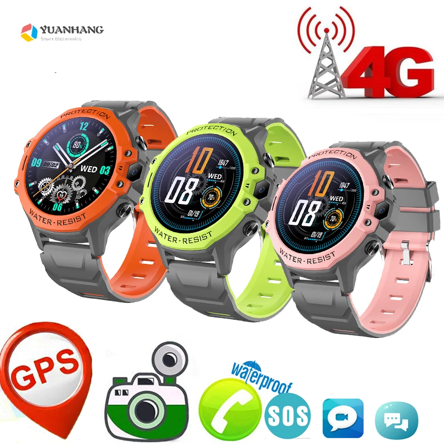 Smart 4G GPS WI-FI Tracker Locate Kids Student Remote Camera Monitor Smartwatch Two-way Voice SOS Video Call Android Phone Watch